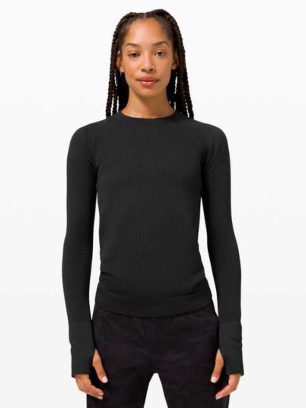 Lululemon Rest Less Ribbed Pullover Size 2 Black - Picture 2 of 12